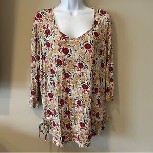 FAT FACE Women's Floral Long Sleeve Scoop Neck Blouse Size 10